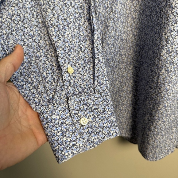 St. Croix Men's Long Sleeve Bluish-Purple Allover Patterned Button Up Shirt M - Picture 3 of 11